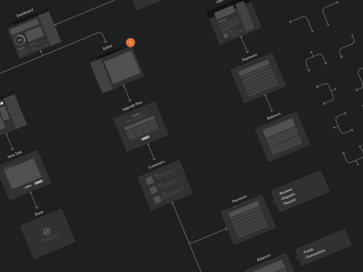 Dark UI Wireflows